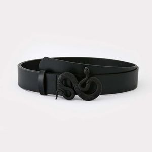 Classic Black Vegan Leather Alternative Gothic Snake Serpentine Buckle Belt